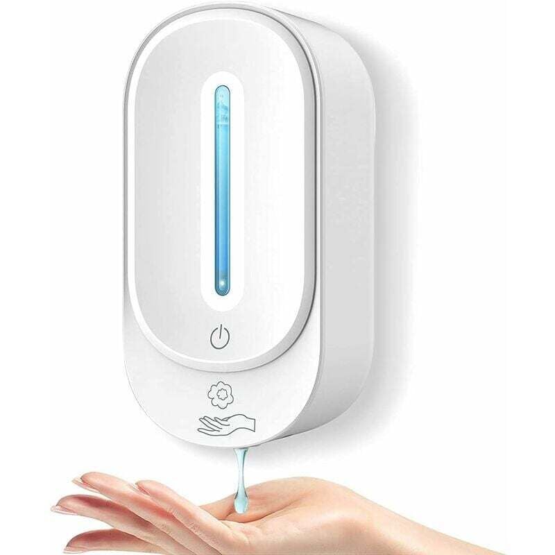 foto del prodotto distributore automatico di sapone, distributore di sapone a parete da 350 ml, distributore di gel senza contatto con sensore a infrarossi,