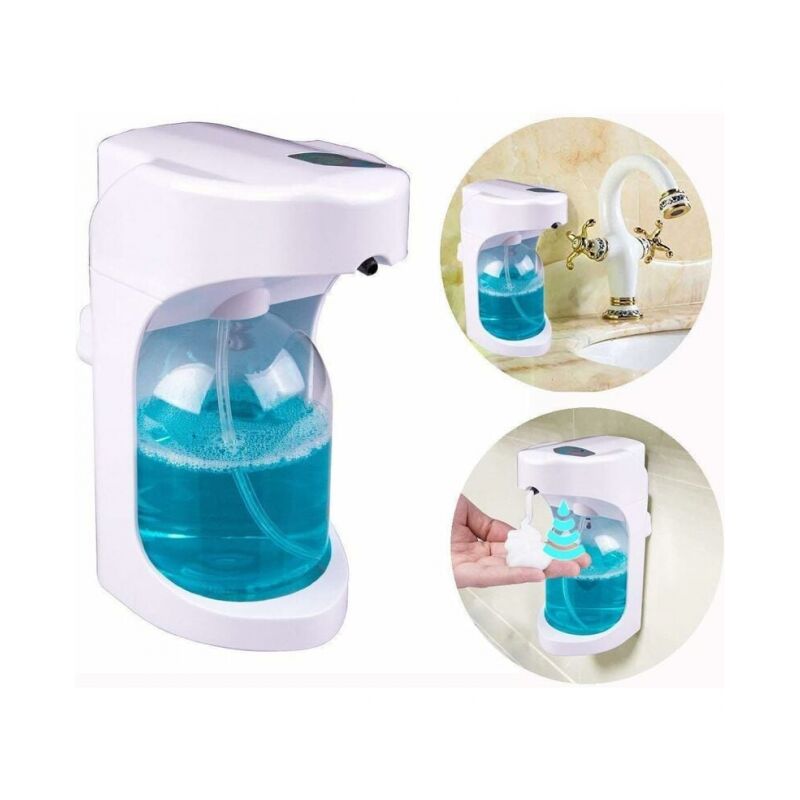 foto del prodotto distributore automatico di sapone, distributore di sapone in schiuma da 500 ml con sensore a infrarossi senza contatto per bagno, cucina, hotel,