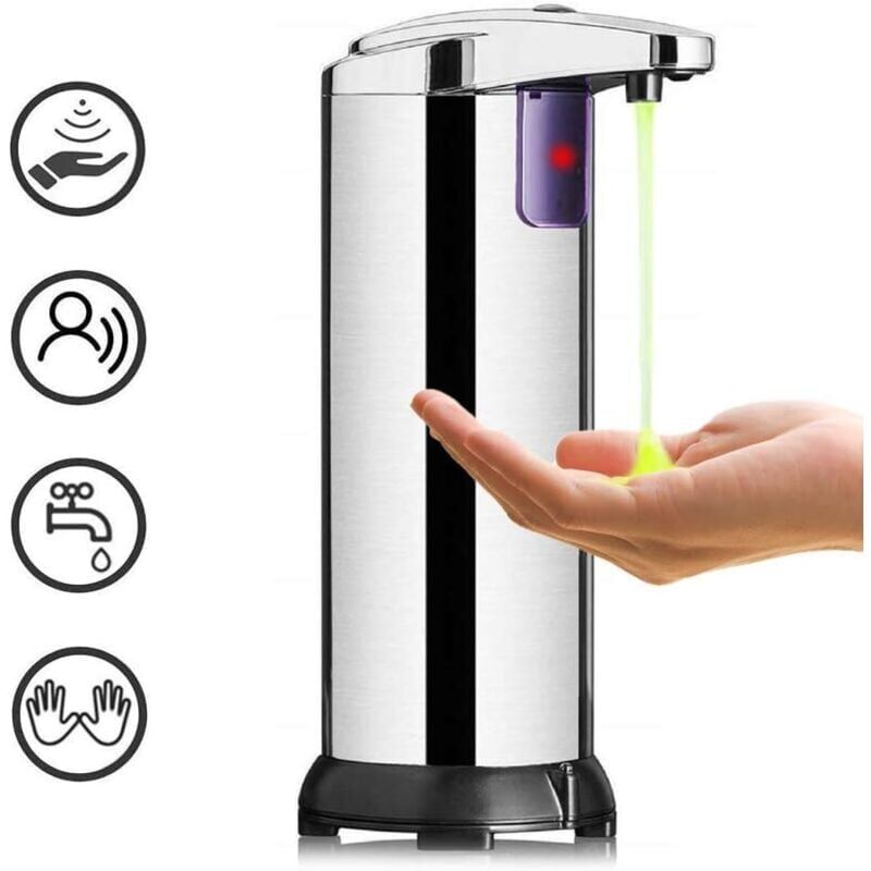 foto del prodotto distributore automatico di sapone sensore in acciaio inox distributore di sapone moderno senza contatto con base impermeabile per bagno, cucina e