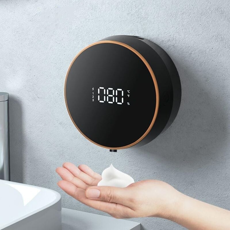 foto del prodotto distributore automatico senza contatto impermeabile, distributore montato a parete schiuma nera bebusingoto