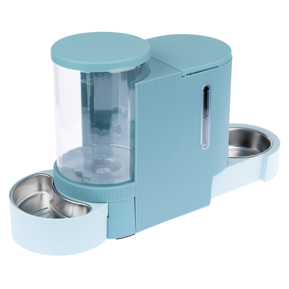 foto del prodotto distributore di acqua e crocchette tiaki, azzurro fino a 1,3 kg di crocchette 3 l di acqua