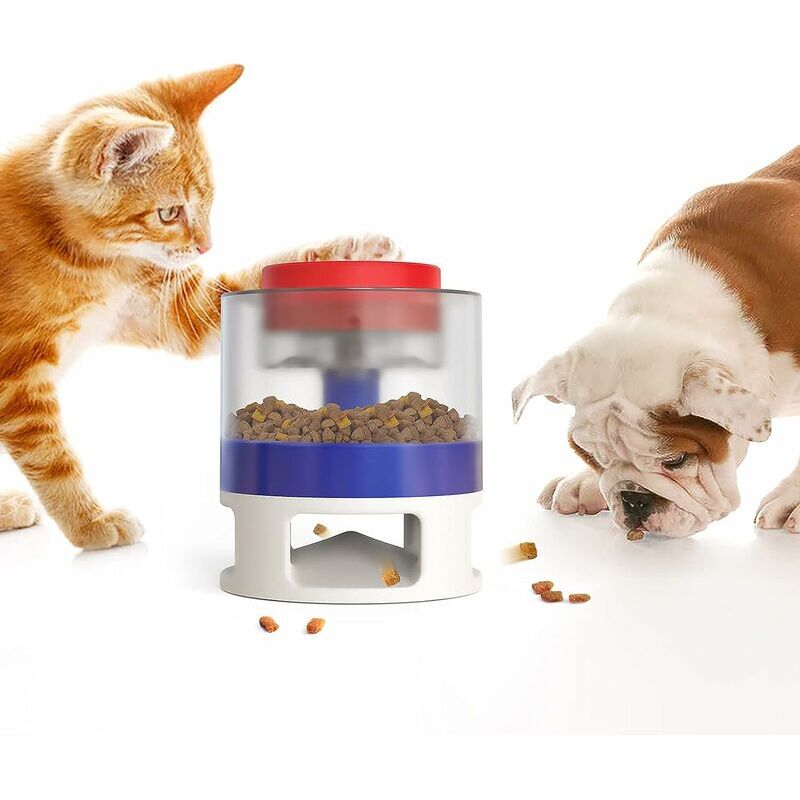foto del prodotto distributore di cibo per cani e gatti giocattolo per animali domestici con pulsante automatico alimentatore lento, addestramento intellettuale