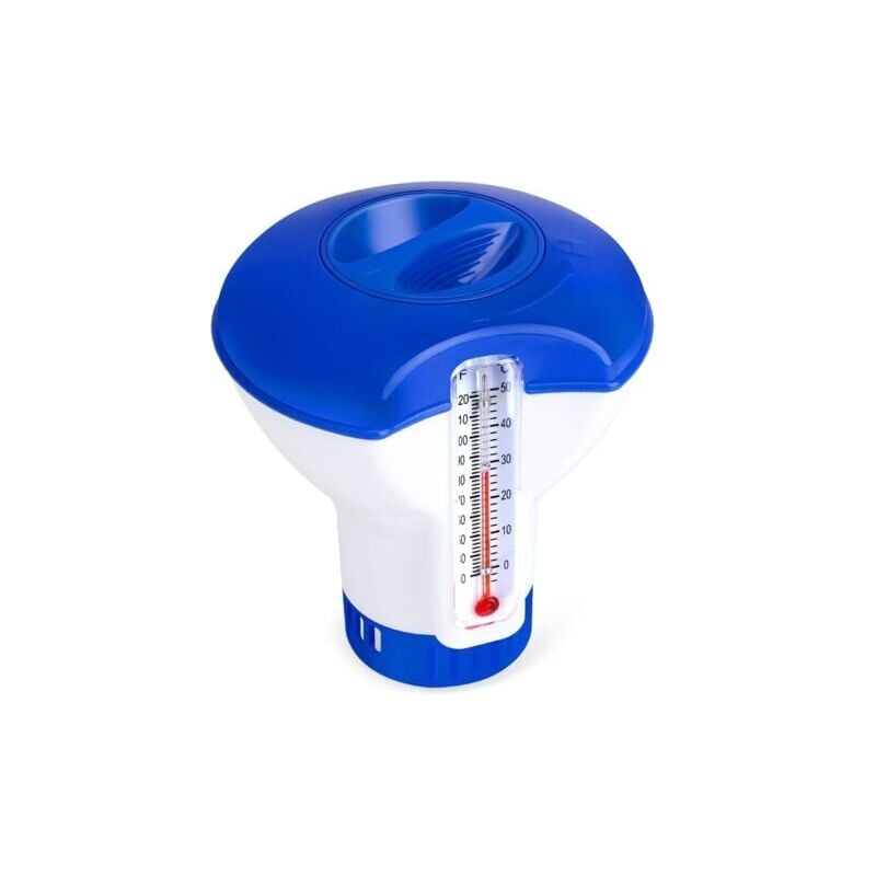 foto del prodotto distributore di cloro per piscina aiperq con termometro, distributore automatico galleggiante, dosatore di cloro per piscina da 5 pollici,