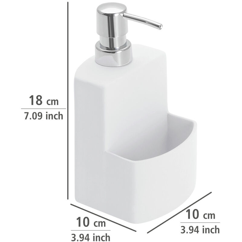 foto del prodotto distributore di detersivo liquido, porta spugna per detersivo liquido, festival, capacit di 380 ml, ceramica, 10x18x10 cm, bianco wenko