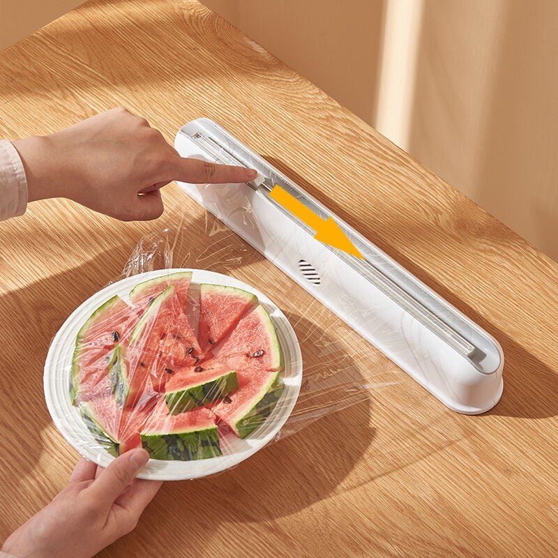 immagine 0 del prodotto distributore di pellicola di plastica ricaricabile con taglierina, taglierina per pellicola alimentare resistente bebusingoto