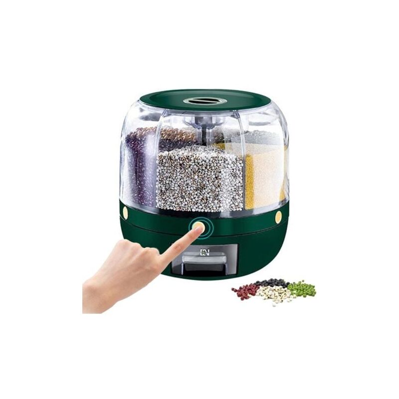 foto del prodotto distributore di riso rotondo a 6 scomparti, distributore di cereali girevole a 360 , contenitori per la conservazione lablanc