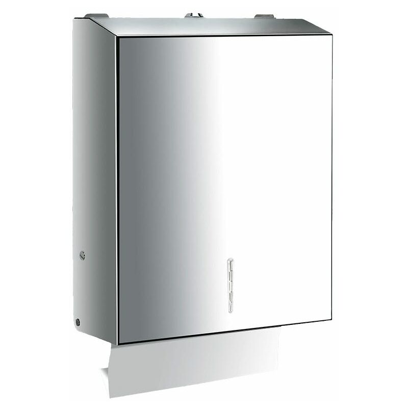 foto del prodotto distributore di salviette di carta in acciaio inox max 400 fogli cromo con serratura