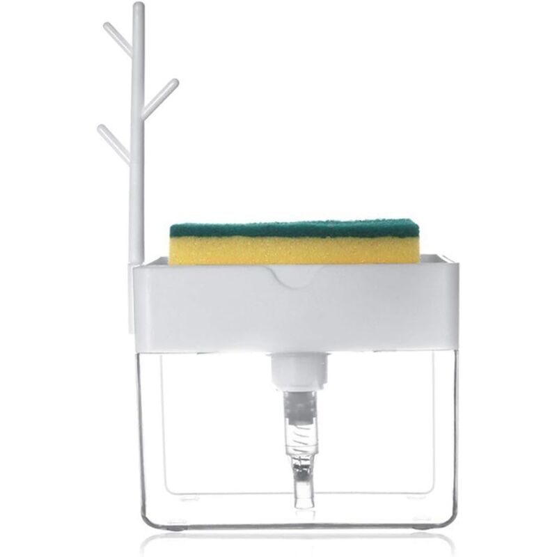 foto del prodotto distributore di sapone 2 in 1, distributore di sapone liquido, distributore di detersivo, con porta spugna