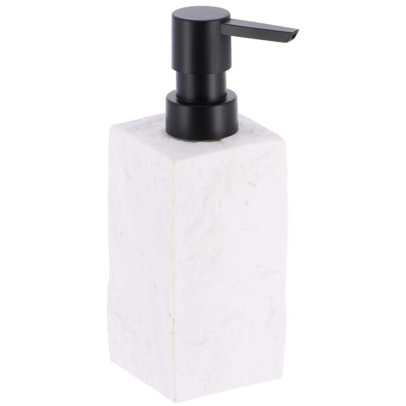 foto del prodotto distributore di sapone 260 ml in poliresina quadrato effetto pietra pompa nero opaco bianco tendance