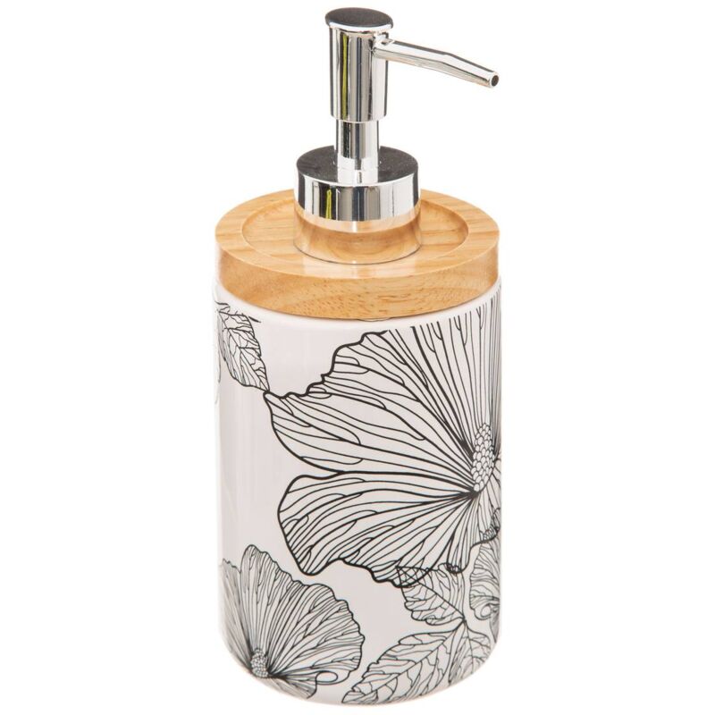 foto del prodotto distributore di sapone blackflora da 400 ml in bianco e nero 5five