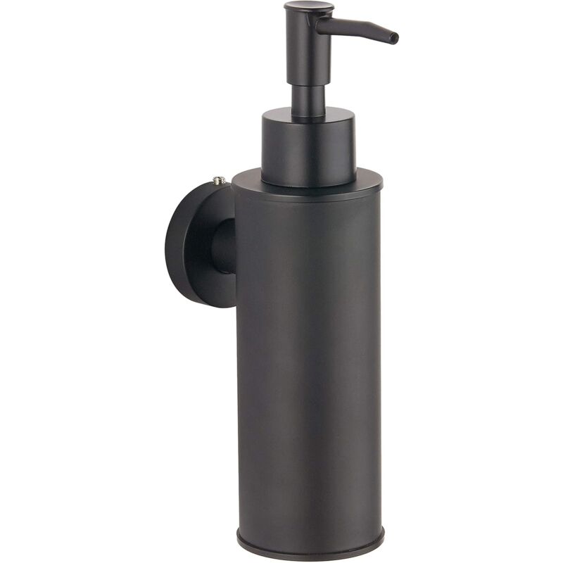 foto del prodotto distributore di sapone da parete in acciaio inossidabile 304, adatto per erogare sapone liquido, shampoo rotondo, nero 