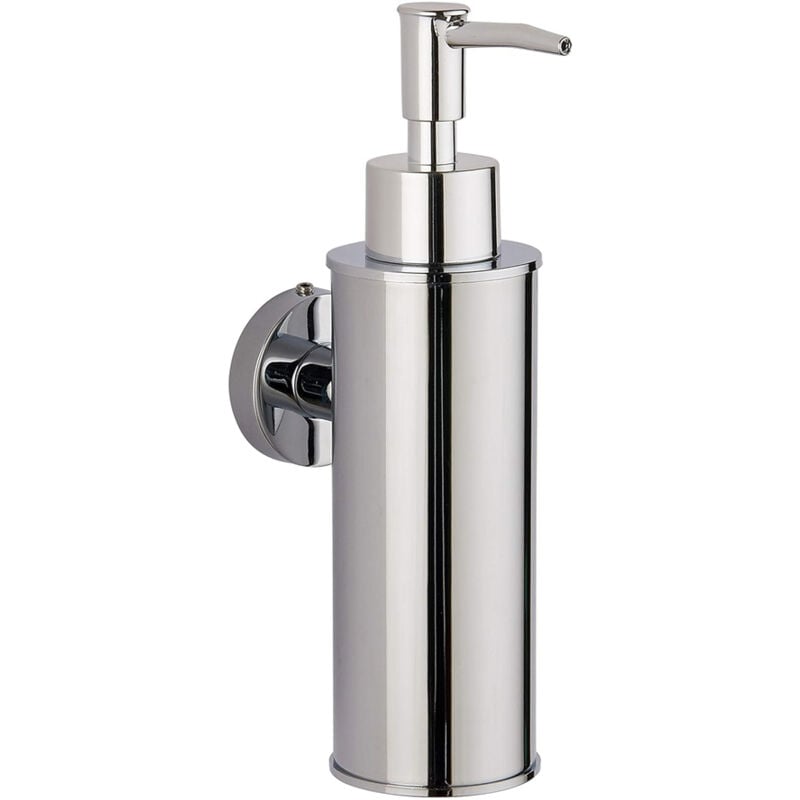 foto del prodotto distributore di sapone da parete in acciaio inossidabile per bagno, cucina e arredamento per la casa rotondo, cromato bebusingoto