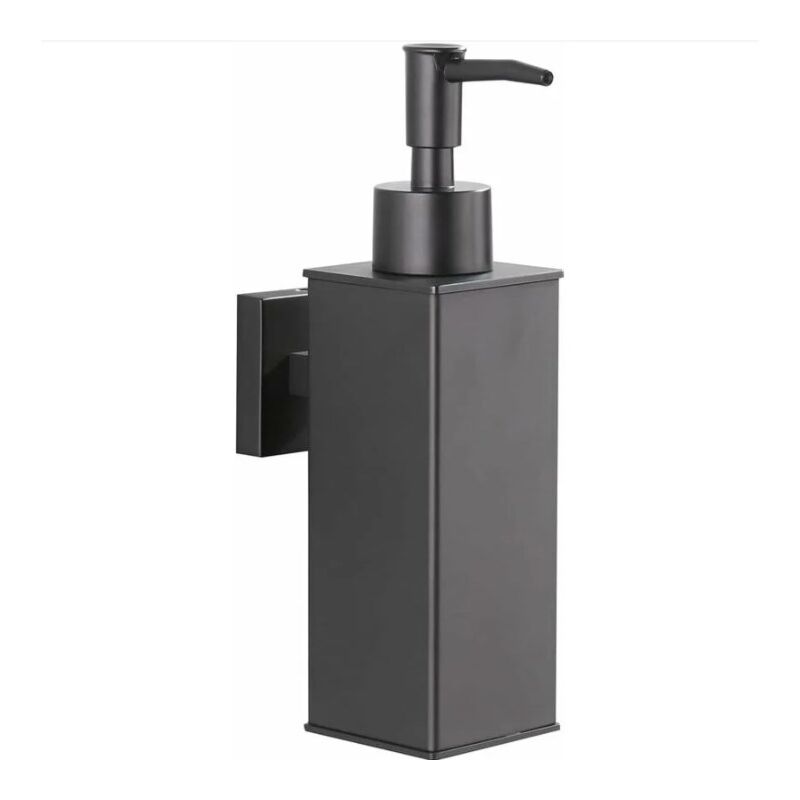 foto del prodotto distributore di sapone da parete in acciaio inox 304 nero opaco per uso quotidiano