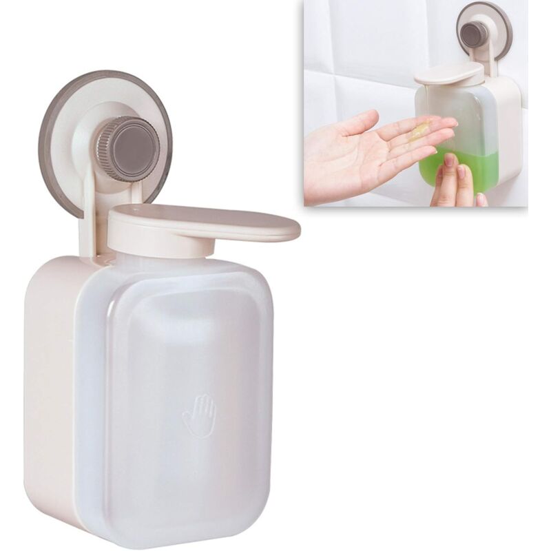 foto del prodotto distributore di sapone, distributore di sapone a parete con ventosa, portasapone per case, hotel, ristoranti, lavandini, bagni.