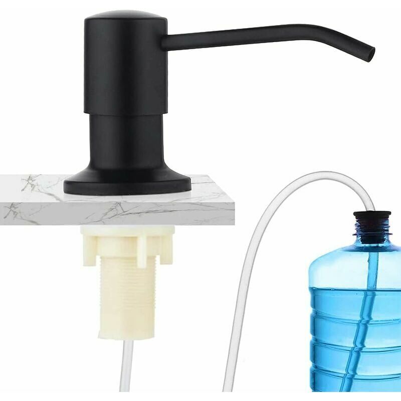foto del prodotto distributore di sapone incorporato, kit distributore di sapone in acciaio inossidabile, distributore di sapone per lavello da cucina in acciaio