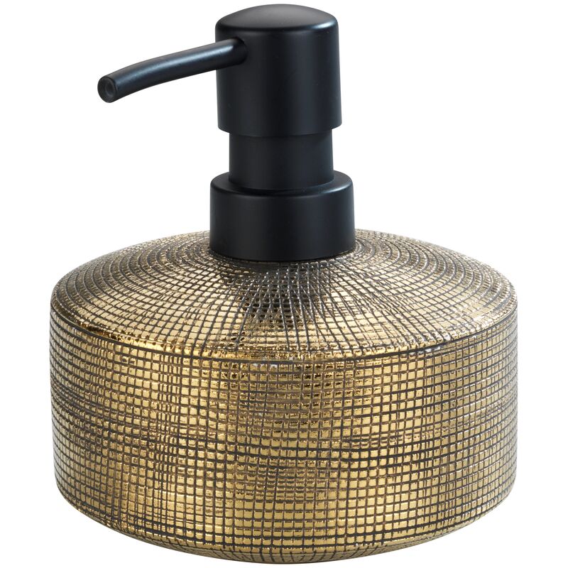 foto del prodotto distributore di sapone liquido rivara, capacit 400 ml, ceramica in rilievo dipinta a mano, 10,5 x 12 cm, dorato wenko
