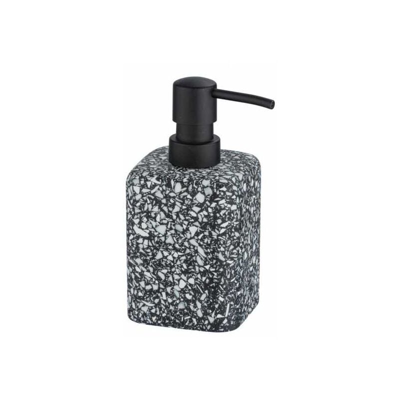foto del prodotto distributore di sapone liquido terrazzo, capacit 240 ml, in poliresina effetto mosaico, 8x16x9.5 cm, nero wenko