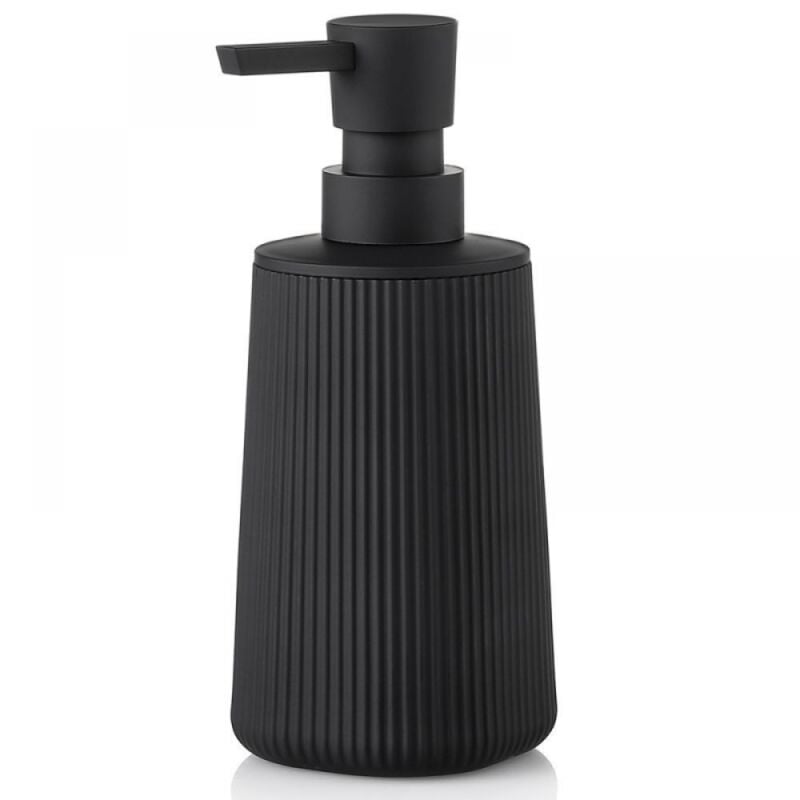 foto del prodotto distributore di sapone nero, 6,9 x 17,5 x 6,9 cm, flacone dispenser per cucina, bagno e hotel. bebusingoto