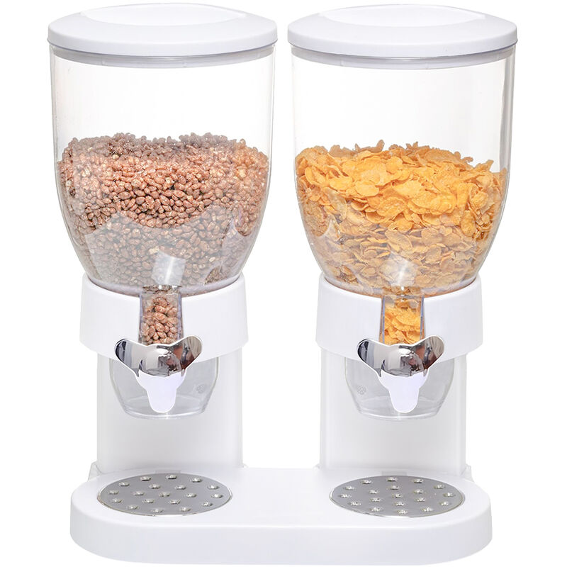 foto del prodotto distributore di stoccaggio grandi contenitor haloyo dispenser triplo per cereali,distributore di cereali,35 x 34.5 x 20cm,bianco