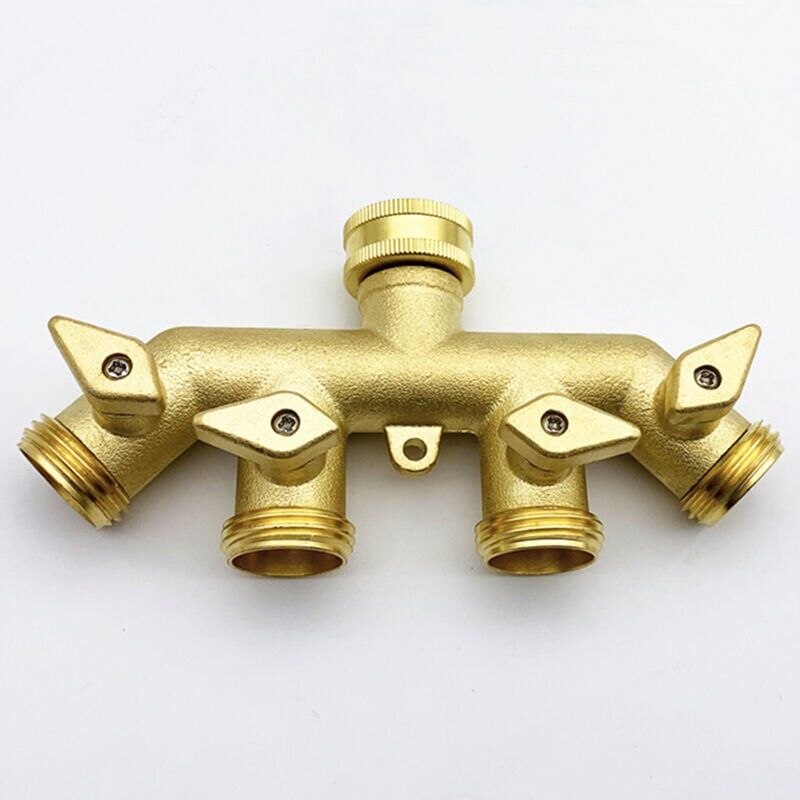 foto del prodotto distributore di tubo flessibile 4 vie , adattatore per tubo flessibile da giardino in ottone, adattatore splitter a quattro vie, connettore per