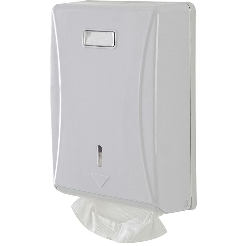 foto del prodotto distributore salviette carta piegata bianco in abs a muro