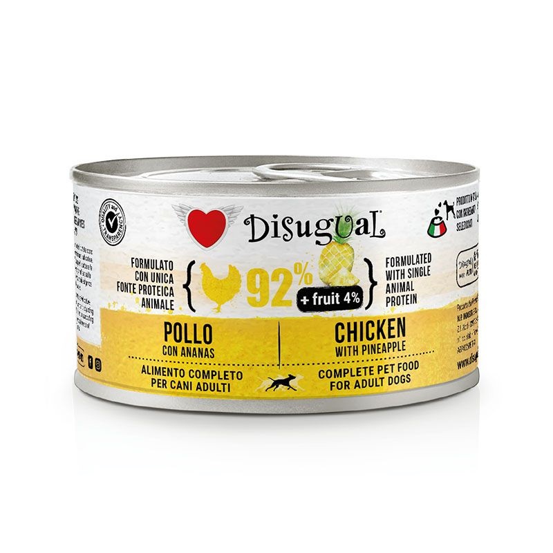 foto del prodotto disugual cane fruit adulto pollo amp ananas lattina 150 gr