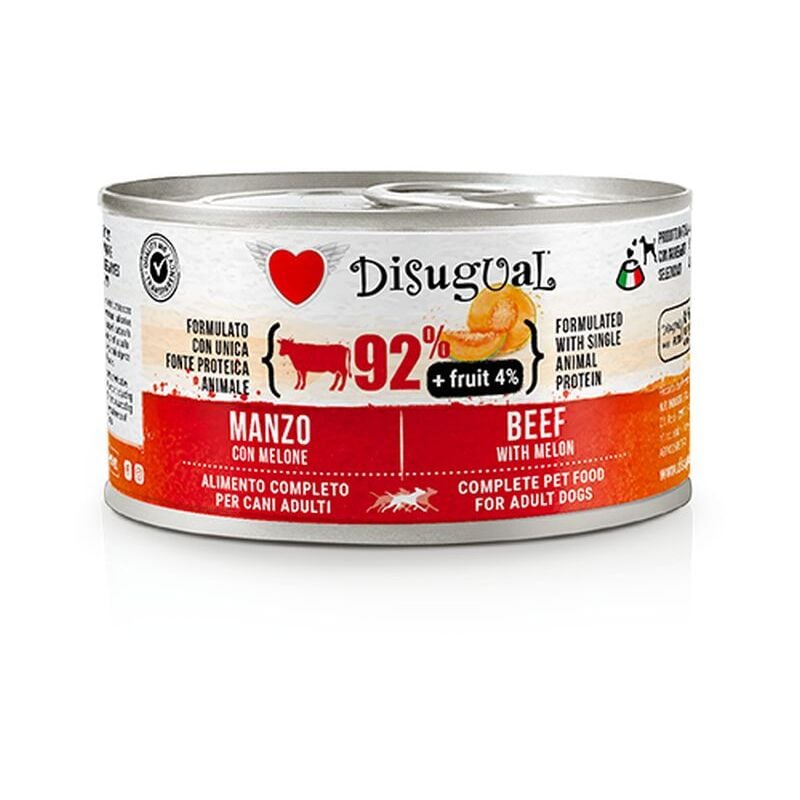 foto del prodotto disugual cane fruit pat monoprotein lattina 150gr manzo e melone