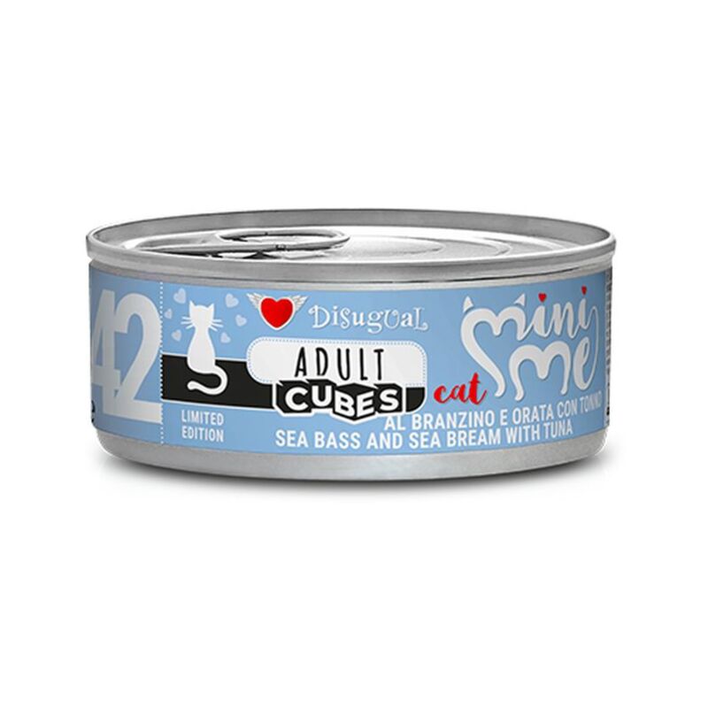 foto del prodotto disugual gatto mini me cubes 85gr 42 branzino orata e tonno