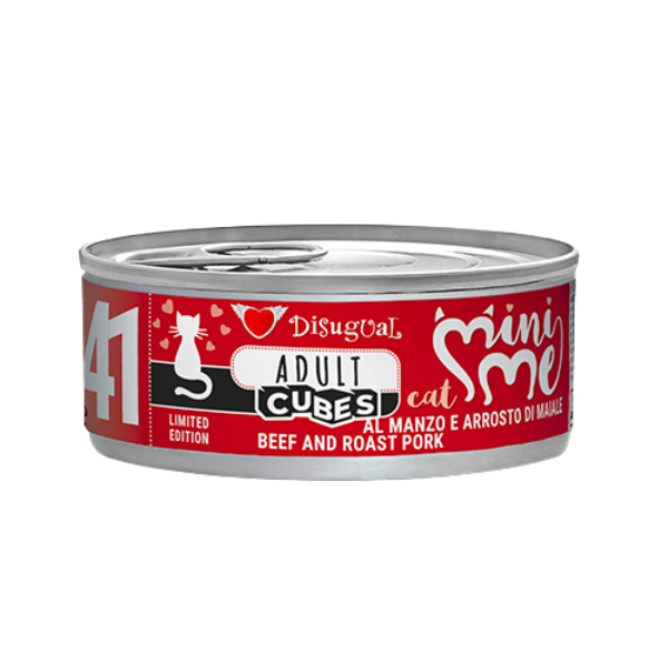 foto del prodotto disugual minime cat adult cubes 85 gr - manzo con cubetti di arrosto di maiale - confezione da 12 pezzi - cibo umido per gatti - 1 ordine scegli lo sconto bzr5 bzr20 200 punti fedeltà