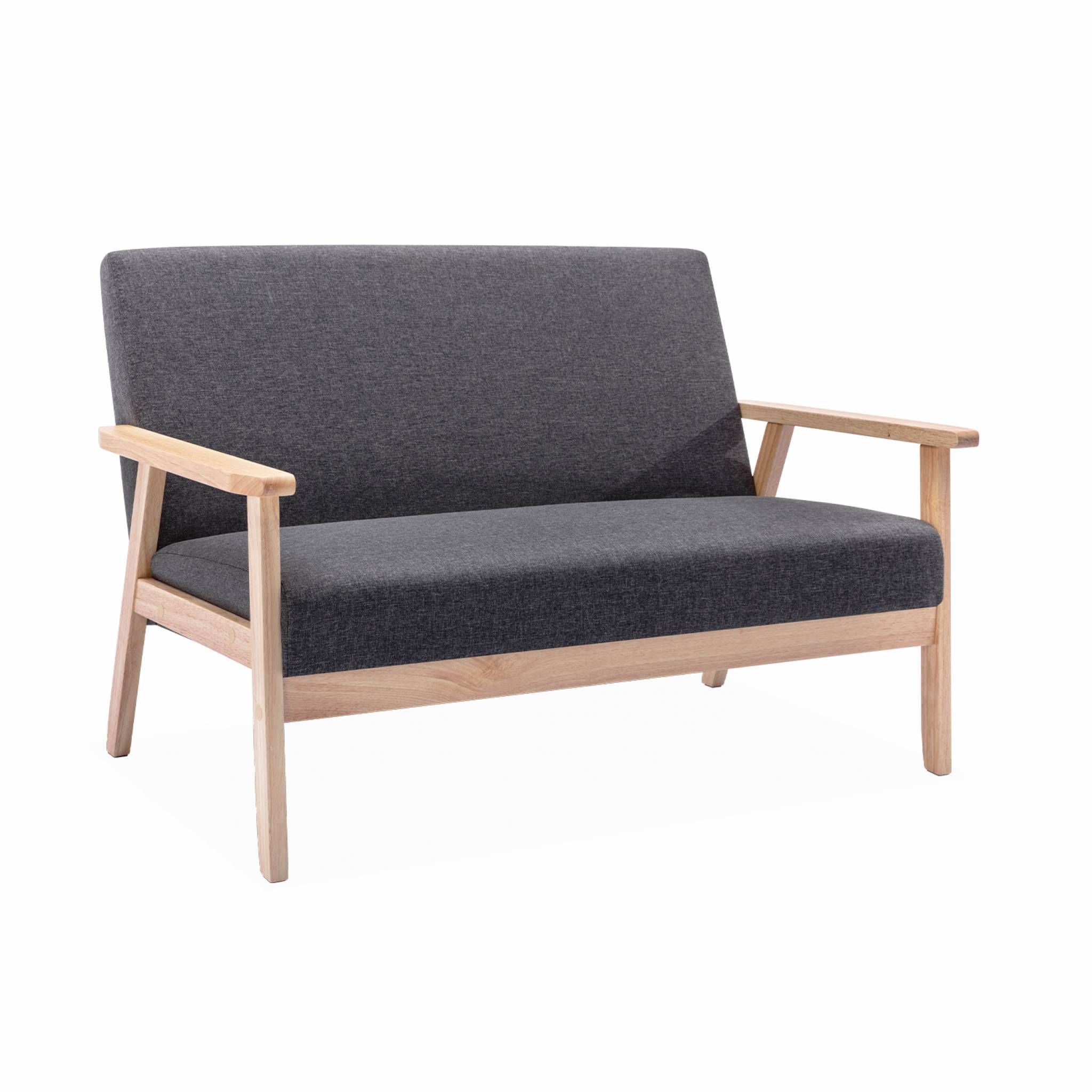 foto del prodotto divanetto a 2 posti in legno e tessuto, stile scandinavo salvaspazio,