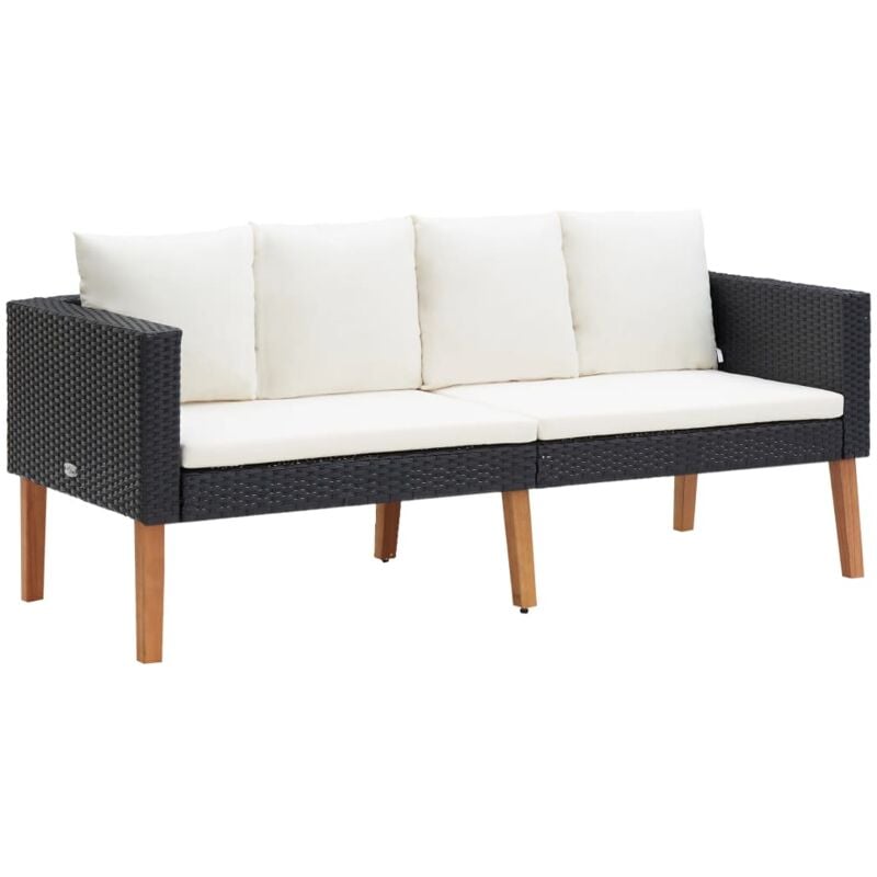 foto del prodotto divanetto da giardino dal design elegante a 2 posti con cuscini vari colori colore nero