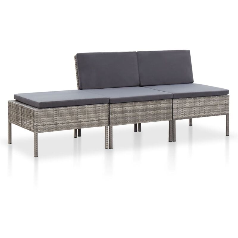 foto del prodotto divanetto di design da esterni in polyrattan robusto con cuscini vari colori colore grigio