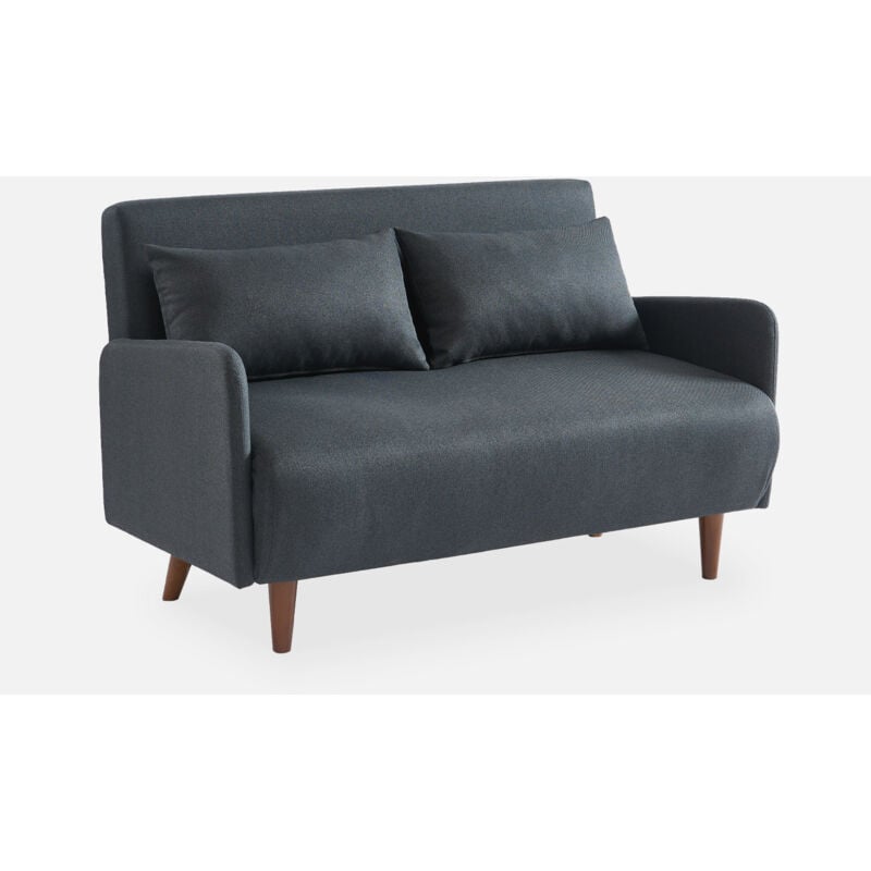 foto del prodotto divanetto letto clic clac 2 posti in tessuto, gambe in legno