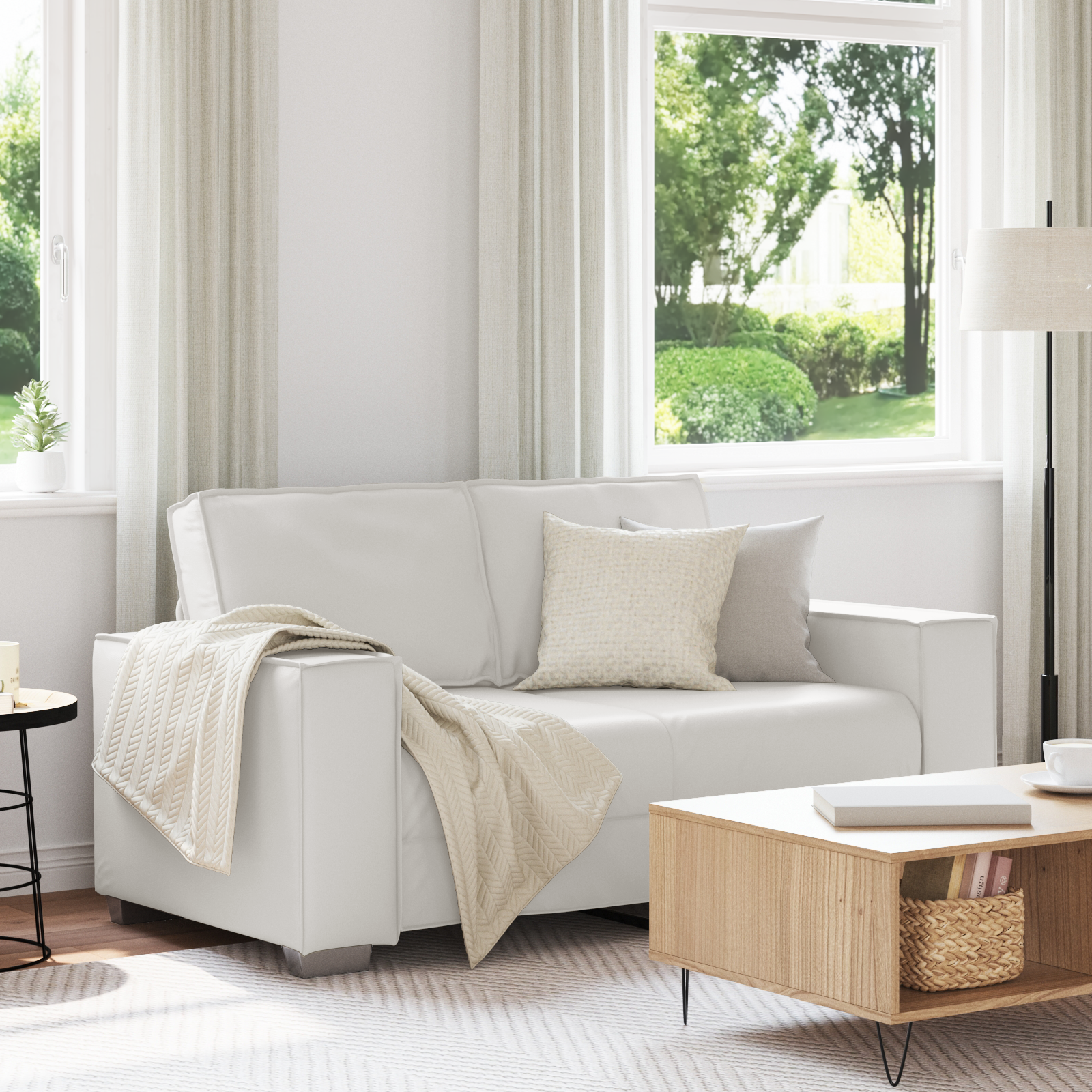 foto del prodotto divanetto sofa bianco 120 cm in pelle sintetica