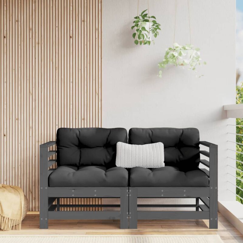 foto del prodotto divani angolari da giardino 2 pz grigi legno massello di pino vidaxl