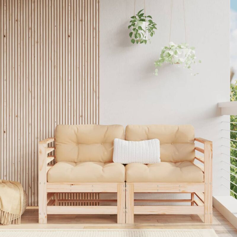 foto del prodotto divani angolari da giardino 2 pz in legno massello di pino vidaxl