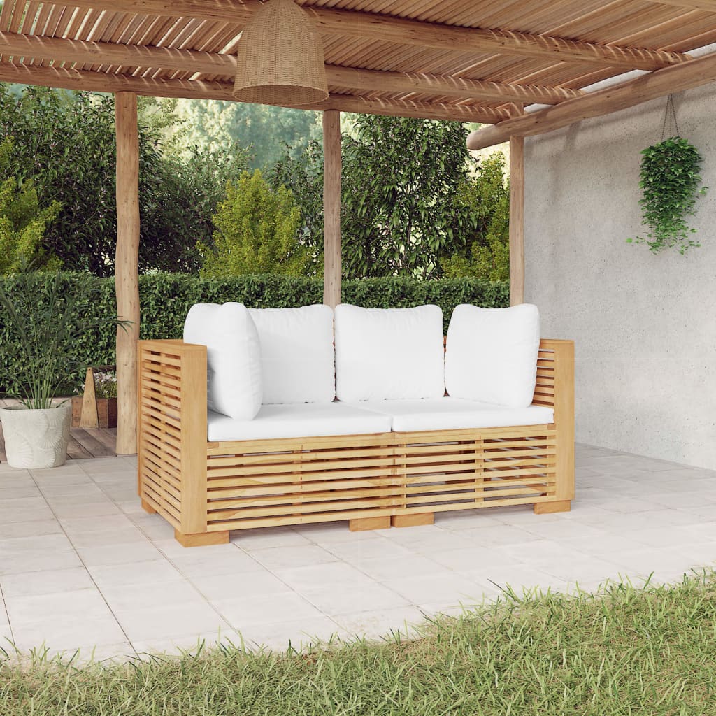 foto del prodotto divani angolari da giardino con cuscini 2pz legno massello teakcod mxl 121484