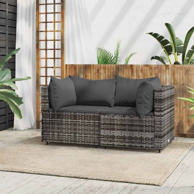 foto del prodotto divani angolari da giardino con cuscini 2pz polyrattan grigio