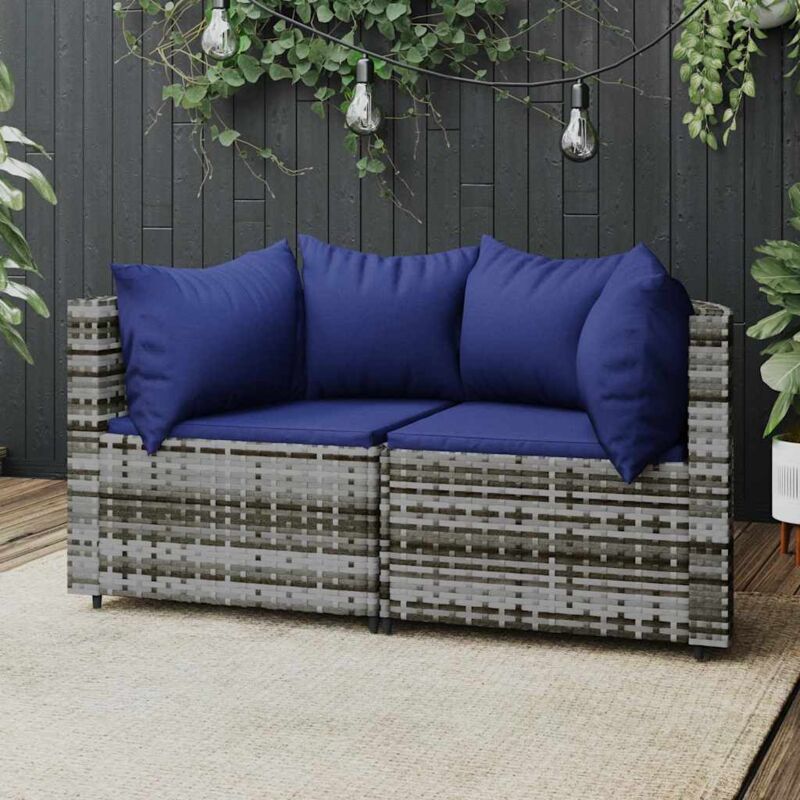 foto del prodotto divani angolari da giardino con cuscini 2pz polyrattan grigio vidaxl 366839