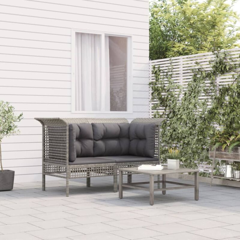 foto del prodotto divani angolari da giardino con cuscini 2pz polyrattan grigio vidaxl 416159
