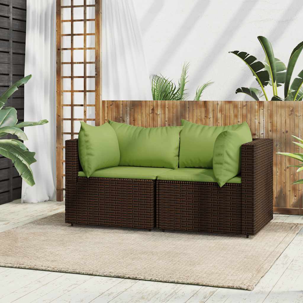 foto del prodotto divani angolari da giardino con cuscini 2pz polyrattan marronecod mxl 130086