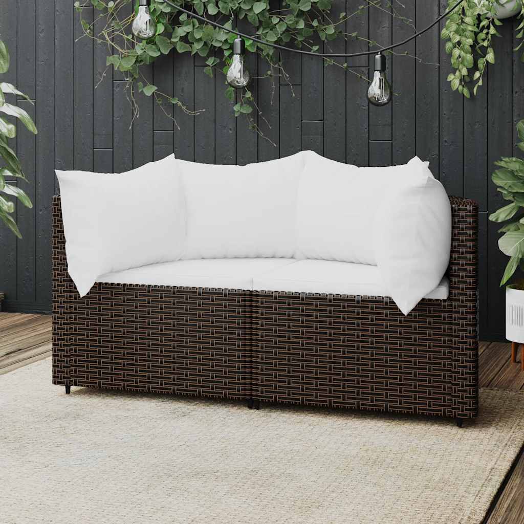 foto del prodotto divani angolari da giardino con cuscini 2pz polyrattan marronecod mxl 82207