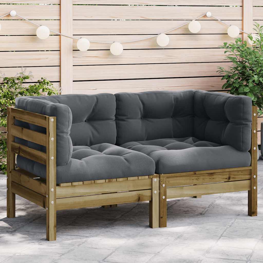 foto del prodotto divani angolari da giardino cuscini 2pz legno impregnato pino
