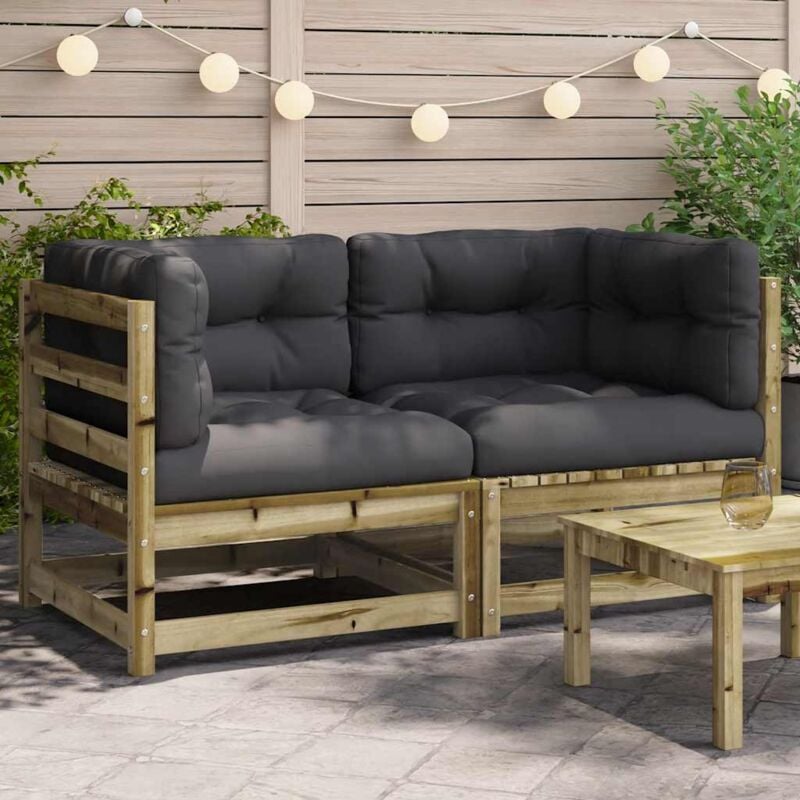 foto del prodotto divani angolari da giardino cuscini 2pz legno impregnato pino vidaxl