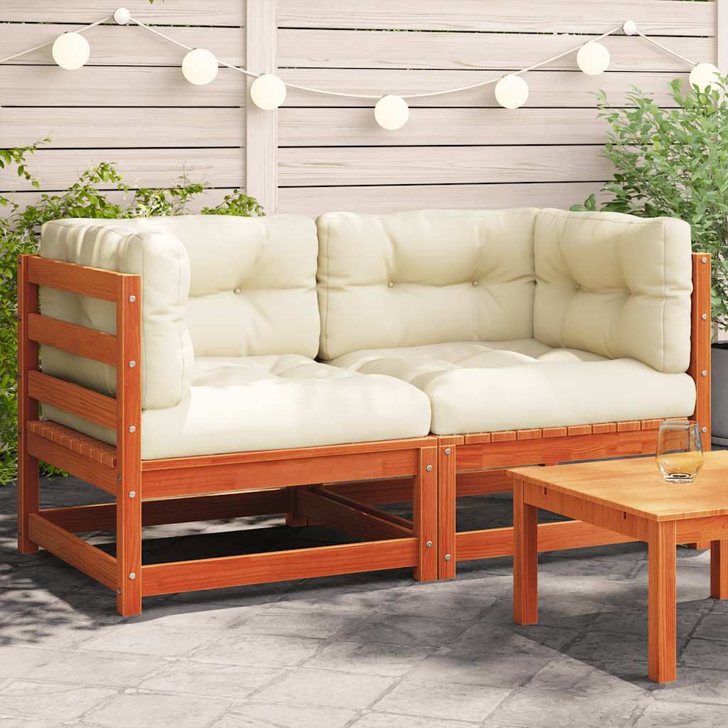 foto del prodotto divani angolari giardino cuscini 2pz marrone cera massello pinocod mxl 110633