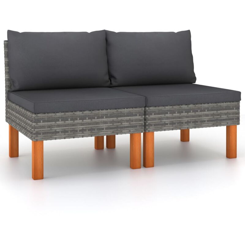 foto del prodotto divani centrali 2 pz polyrattan e legno massello di eucalipto