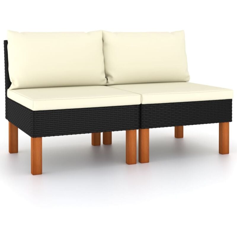 foto del prodotto divani centrali 2 pz polyrattan e legno massello di eucalipto