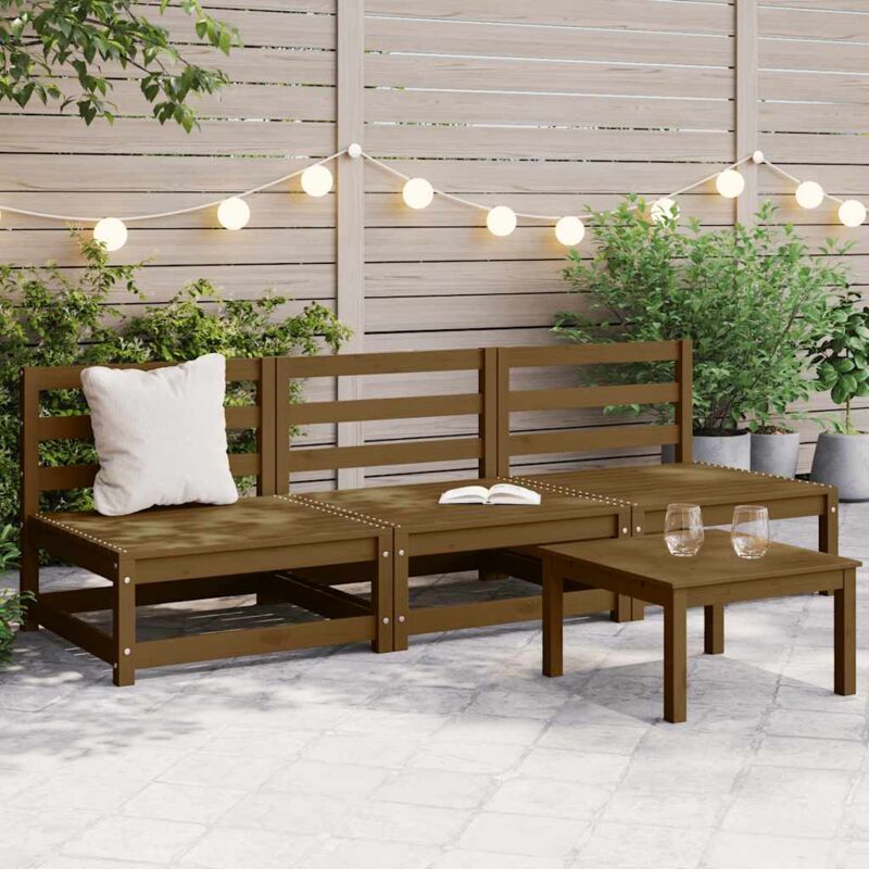foto del prodotto divani centrali da giardino 3 pz marrone miele massello di pino cod mxl 39528