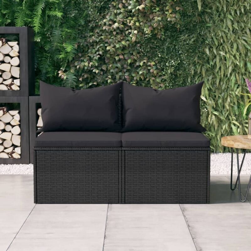 foto del prodotto divani centrali da giardino con cuscini 2pz in polyrattan nero vidaxl