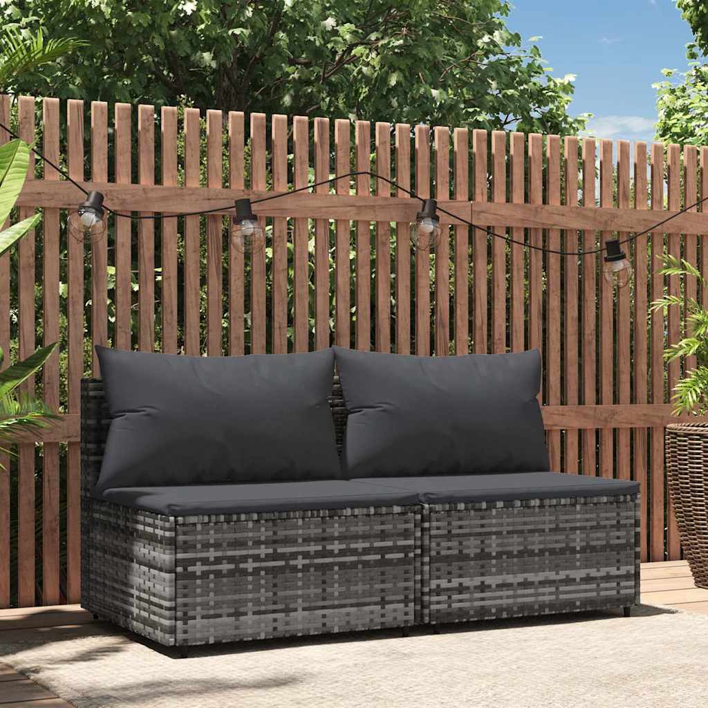 foto del prodotto divani centrali da giardino con cuscini 2pz polyrattan grigiocod mxl 82196
